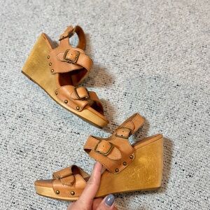 Madewell Leather Wedge Platform Sandals Size 10